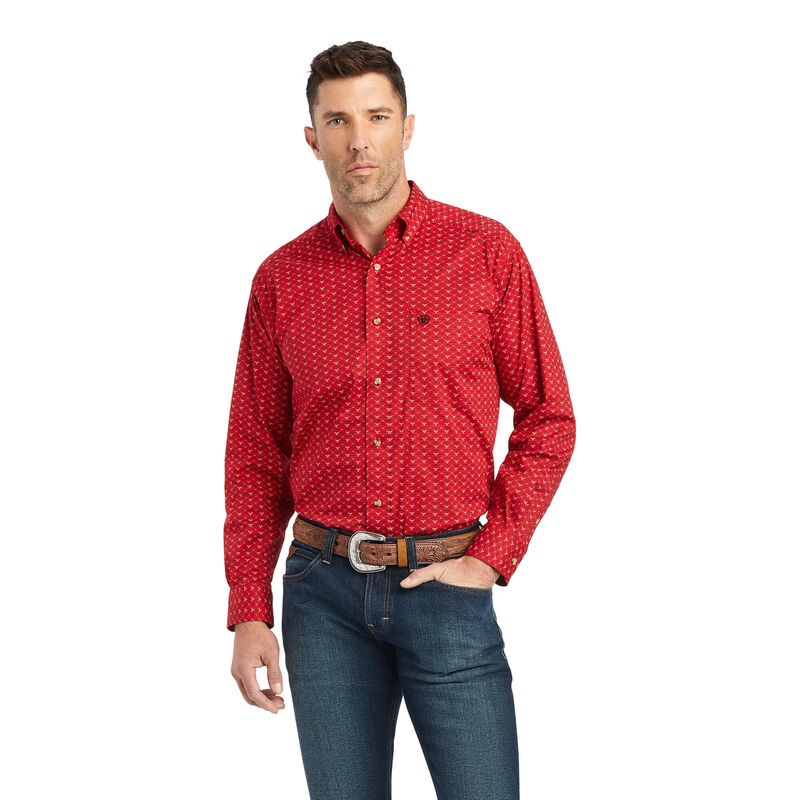 Camisas Ariat Korbin Stretch Classic Fit Rojas Hombre - Chile 413-IULVZP